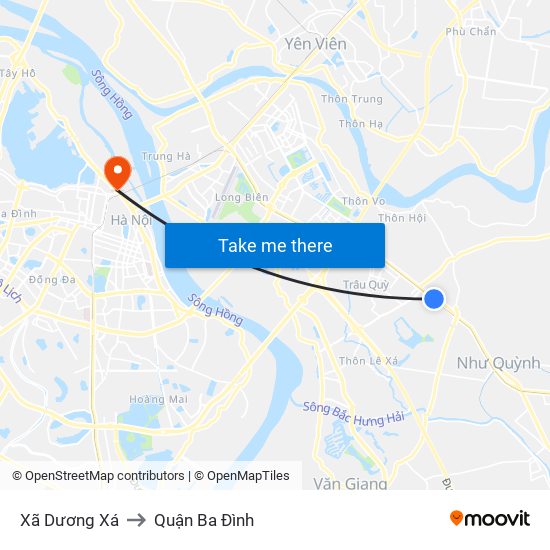 Xã Dương Xá to Quận Ba Đình map
