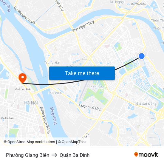 Phường Giang Biên to Quận Ba Đình map