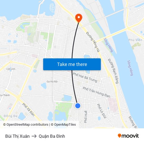 Bùi Thị Xuân to Quận Ba Đình map