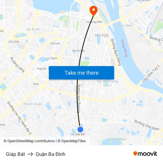 Giáp Bát to Quận Ba Đình map