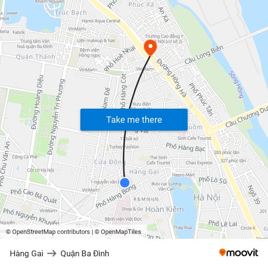 Hàng Gai to Quận Ba Đình map