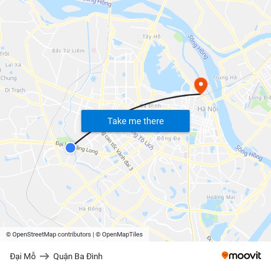 Đại Mỗ to Quận Ba Đình map