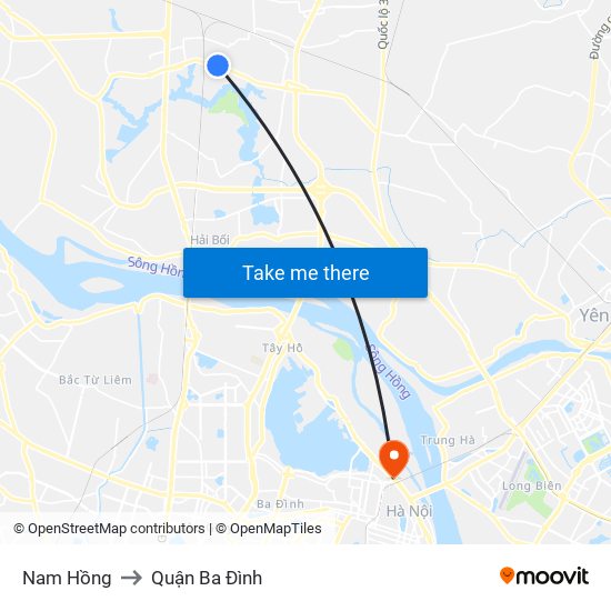 Nam Hồng to Quận Ba Đình map