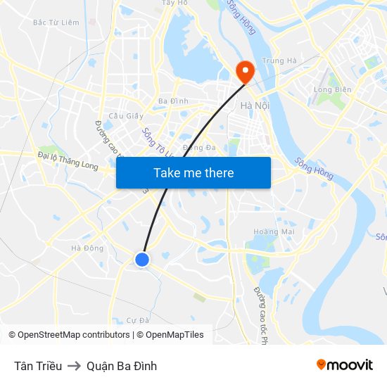 Tân Triều to Quận Ba Đình map