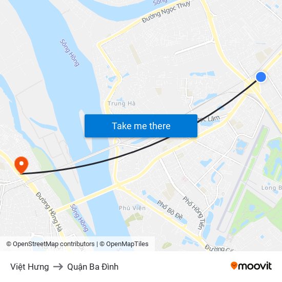 Việt Hưng to Quận Ba Đình map