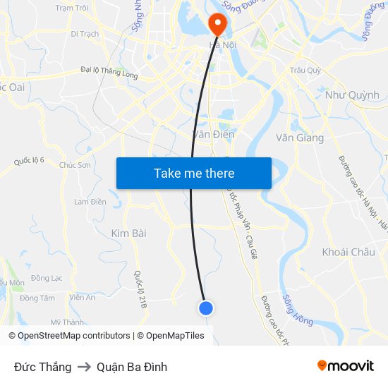 Đức Thắng to Quận Ba Đình map