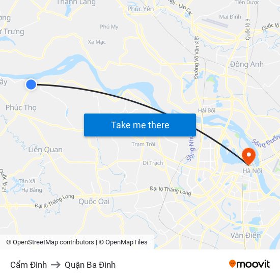 Cẩm Đình to Quận Ba Đình map