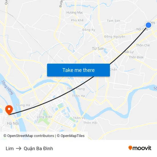 Lim to Quận Ba Đình map