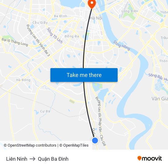 Liên Ninh to Quận Ba Đình map
