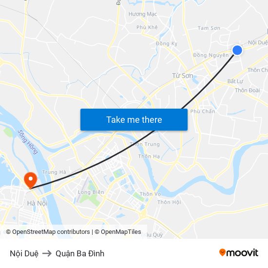 Nội Duệ to Quận Ba Đình map