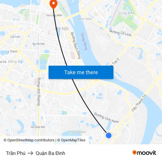 Trần Phú to Quận Ba Đình map