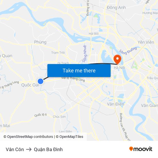 Vân Côn to Quận Ba Đình map