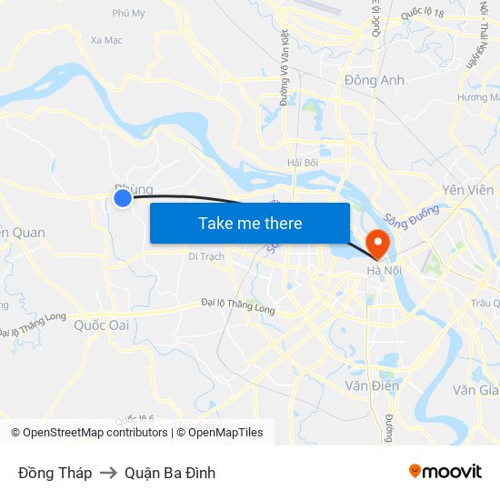 Đồng Tháp to Quận Ba Đình map