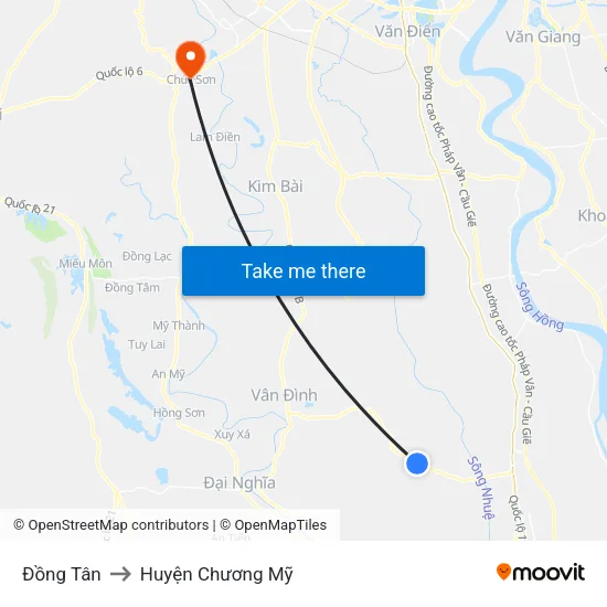 Đồng Tân to Huyện Chương Mỹ map