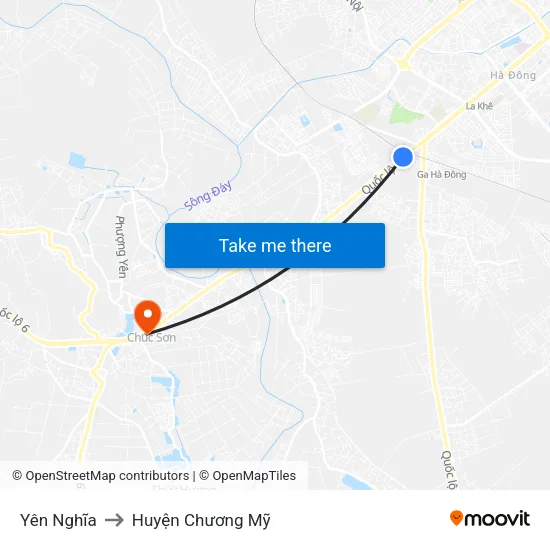 Yên Nghĩa to Huyện Chương Mỹ map