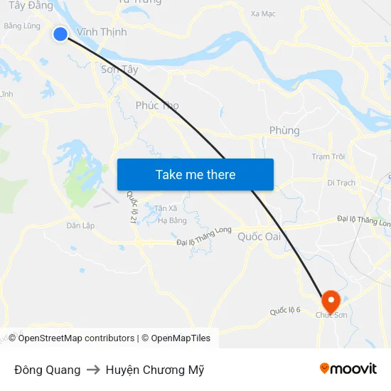 Đông Quang to Huyện Chương Mỹ map