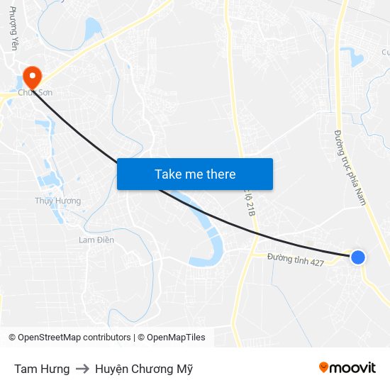 Tam Hưng to Huyện Chương Mỹ map