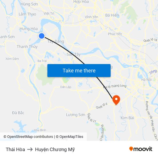 Thái Hòa to Huyện Chương Mỹ map