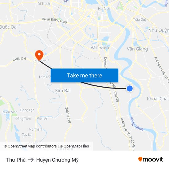 Thư Phú to Huyện Chương Mỹ map