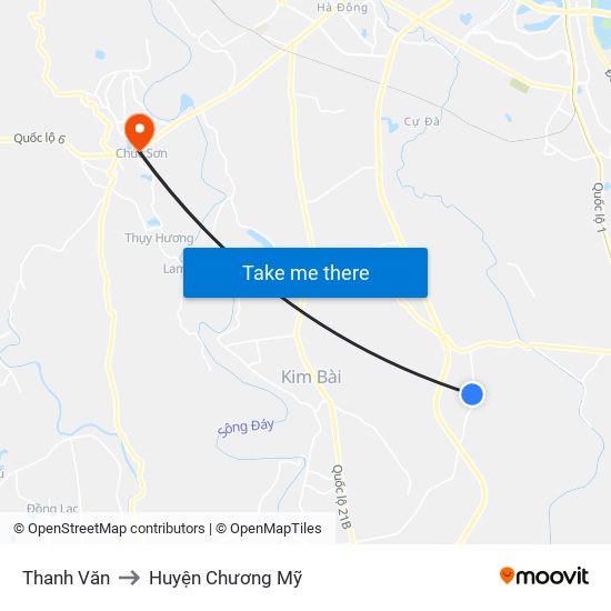 Thanh Văn to Huyện Chương Mỹ map