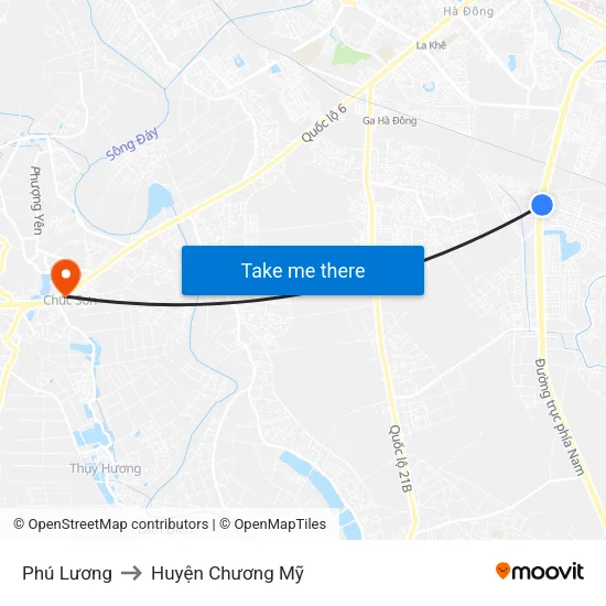 Phú Lương to Huyện Chương Mỹ map