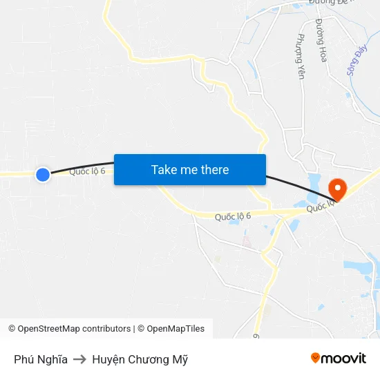 Phú Nghĩa to Huyện Chương Mỹ map