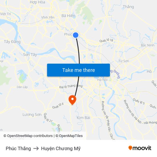 Phúc Thắng to Huyện Chương Mỹ map