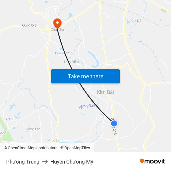 Phương Trung to Huyện Chương Mỹ map