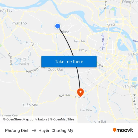 Phương Đình to Huyện Chương Mỹ map