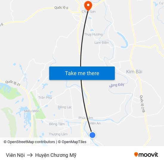 Viên Nội to Huyện Chương Mỹ map