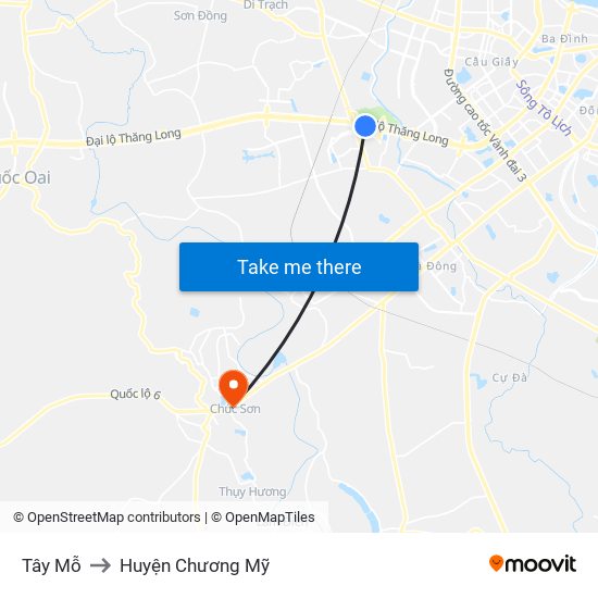 Tây Mỗ to Huyện Chương Mỹ map