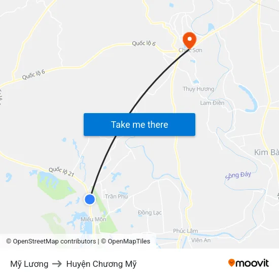 Mỹ Lương to Huyện Chương Mỹ map