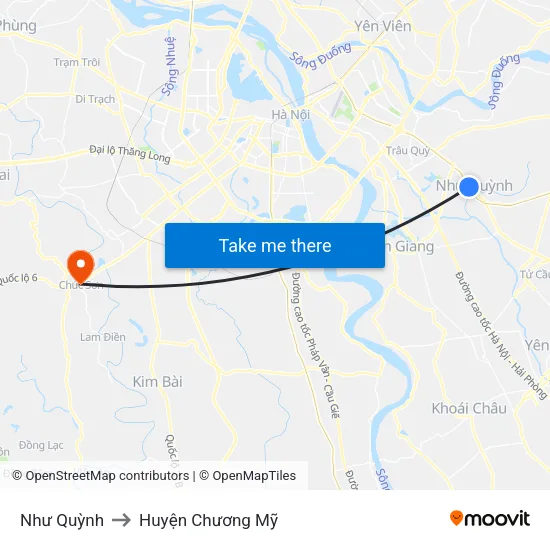 Như Quỳnh to Huyện Chương Mỹ map