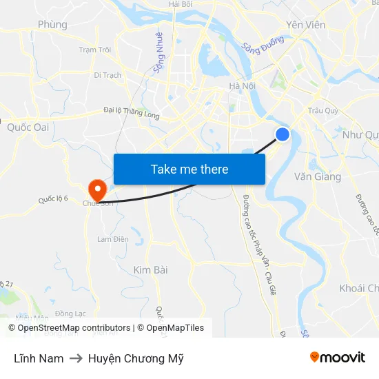 Lĩnh Nam to Huyện Chương Mỹ map