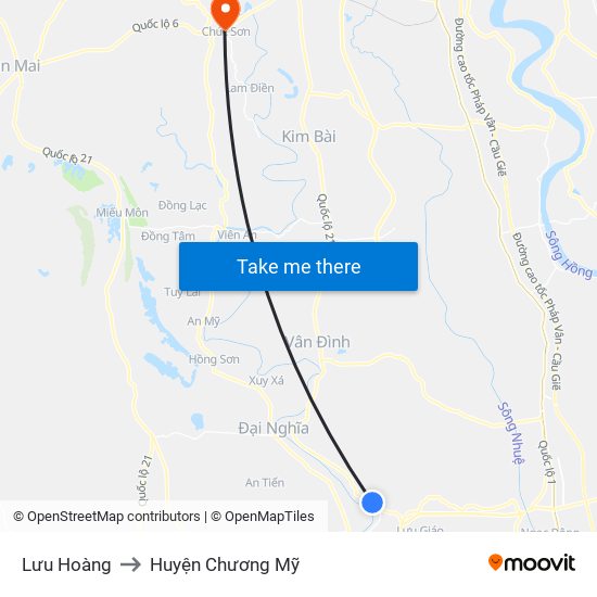 Lưu Hoàng to Huyện Chương Mỹ map