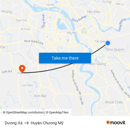 Dương Xá to Huyện Chương Mỹ map