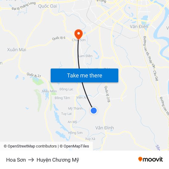 Hoa Sơn to Huyện Chương Mỹ map