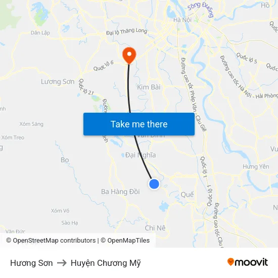 Hương Sơn to Huyện Chương Mỹ map