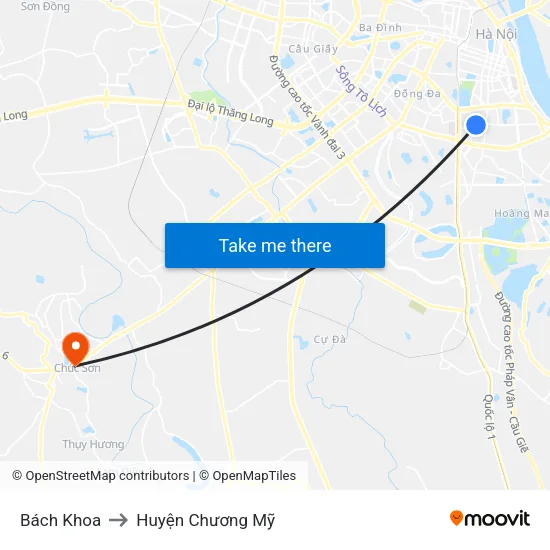 Bách Khoa to Huyện Chương Mỹ map