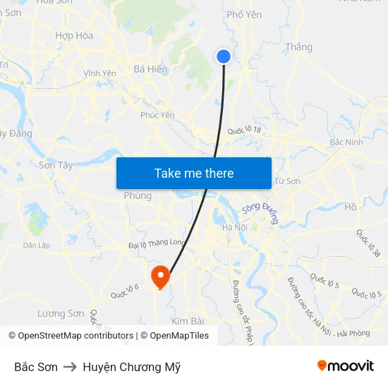 Bắc Sơn to Huyện Chương Mỹ map