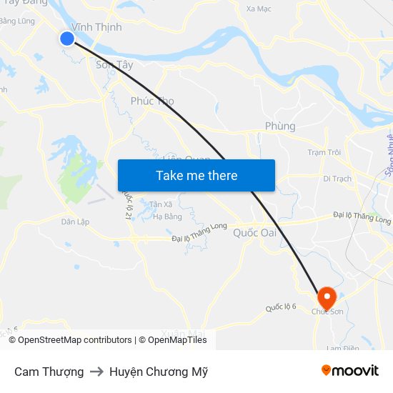 Cam Thượng to Huyện Chương Mỹ map