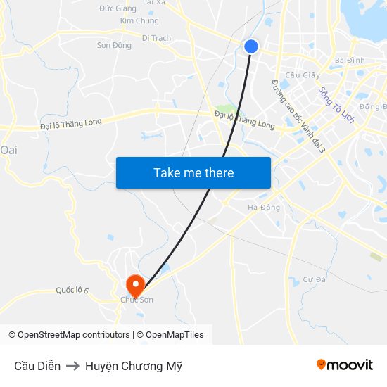 Cầu Diễn to Huyện Chương Mỹ map