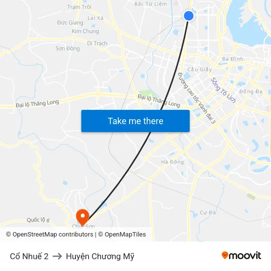 Cổ Nhuế 2 to Huyện Chương Mỹ map
