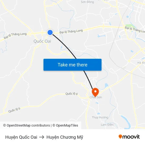 Huyện Quốc Oai to Huyện Chương Mỹ map