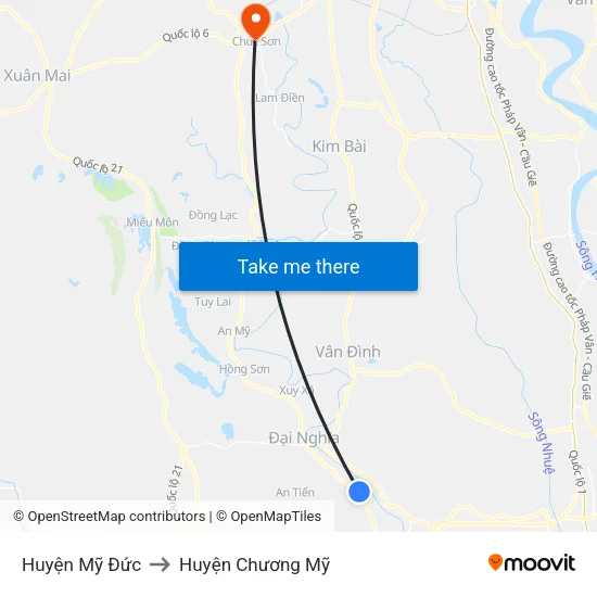 Huyện Mỹ Đức to Huyện Chương Mỹ map