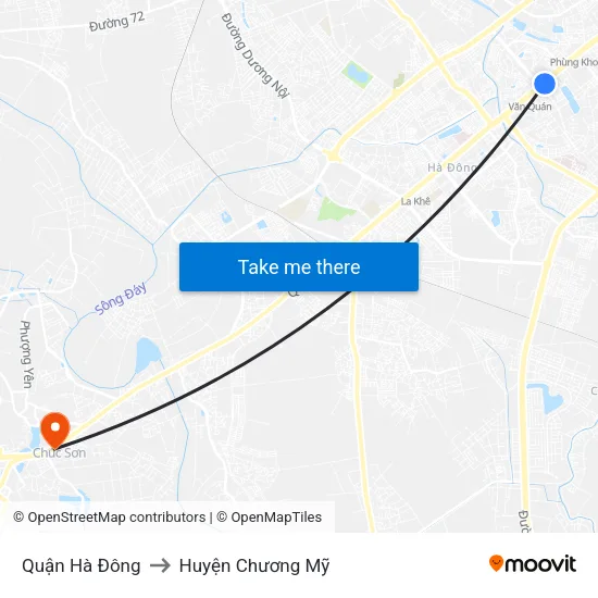 Quận Hà Đông to Huyện Chương Mỹ map