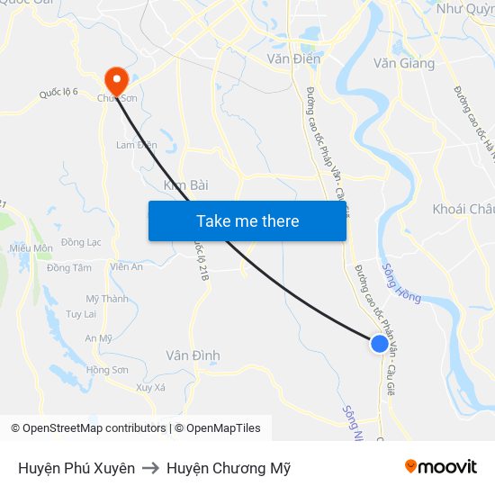 Huyện Phú Xuyên to Huyện Chương Mỹ map