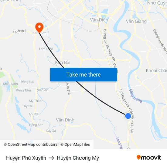Huyện Phú Xuyên to Huyện Chương Mỹ map