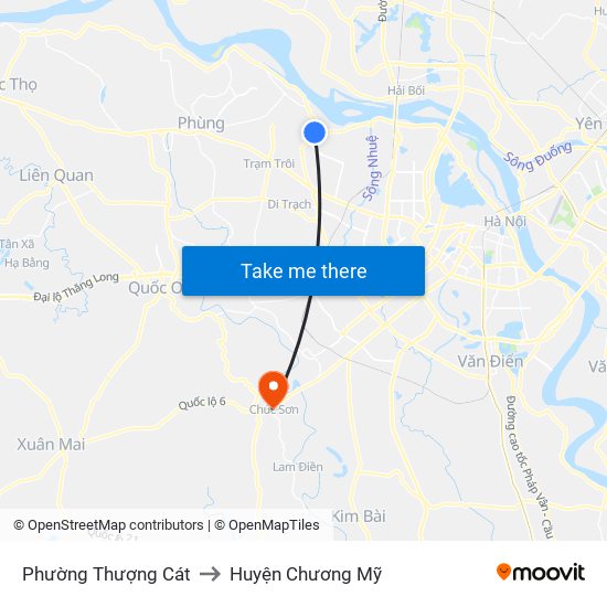 Phường Thượng Cát to Huyện Chương Mỹ map