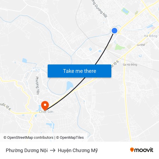 Phường Dương Nội to Huyện Chương Mỹ map